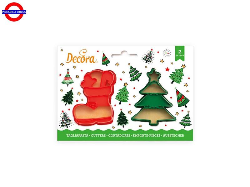 TAGLIAPASTA ALBERO NATALE E SCARPONE PLASTICA SET 2 PZ