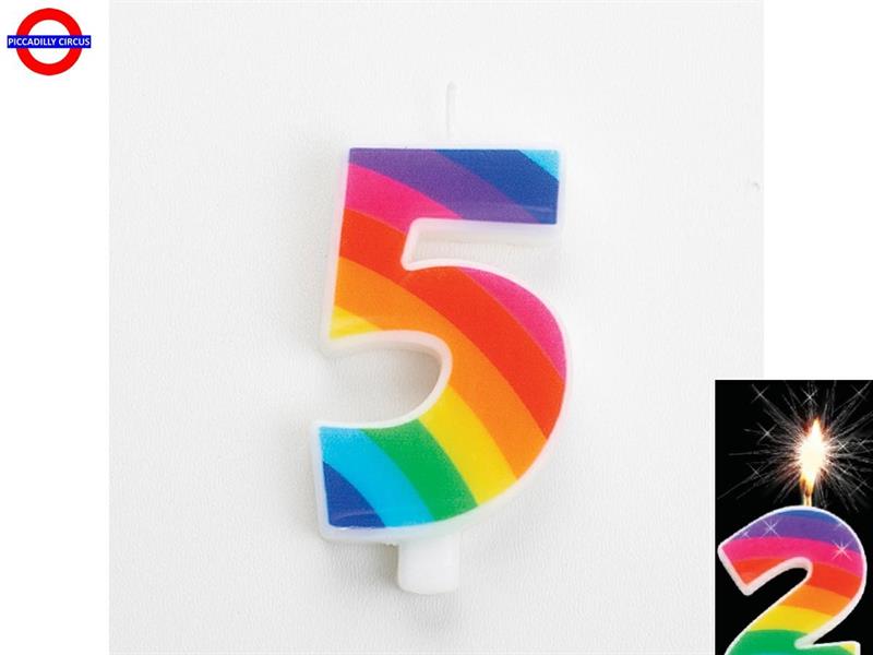 CANDELINA NUM. SCINTILLANTE RAINBOW CM.9,5 N°5