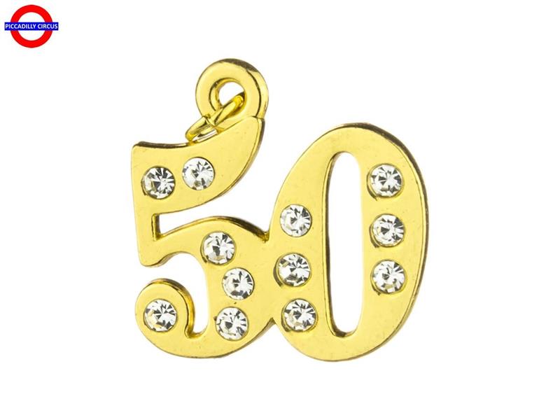 DECORAZIONE NUMERO 50 ORO IN METALLO CON STRASS CM.2