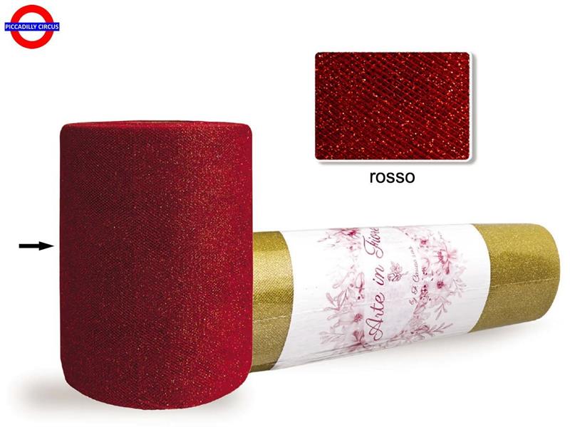 TULLE GLITTER cm12.5X50m ROSSO