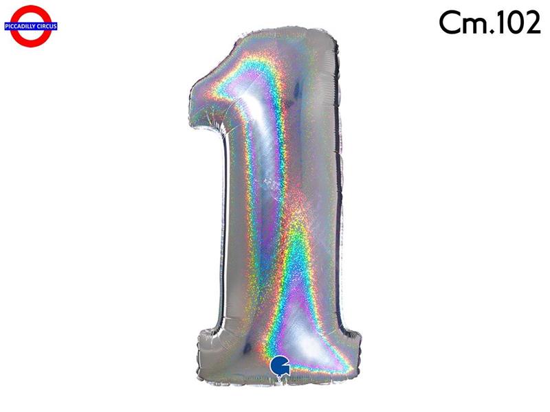 MEGALOON NUMERO CM.102 GLITTER OLOGRAFICO ARGENTO 1