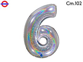 MEGALOON NUMERO CM.102 GLITTER OLOGRAFICO ARGENTO 6