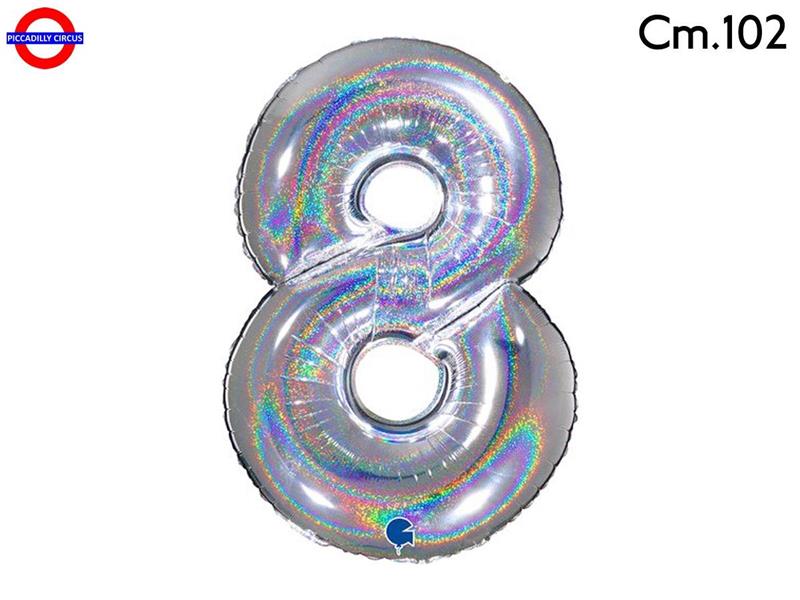 MEGALOON NUMERO CM.102 GLITTER OLOGRAFICO ARGENTO 8