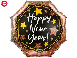 MYLAR SUPER SHAPE HAPPY NEW YEAR 22 ESAGONALE