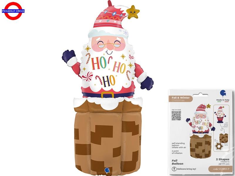 MYLAR SUPER SHAPE BABBO NATALE CAMINETTO 3D