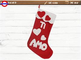 CALZA BEFANA TESSUTO SCRITTA TI AMO CM.50