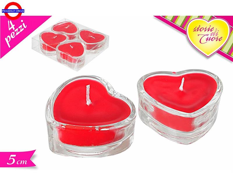 CANDELINA CUORE SET 4 PZ