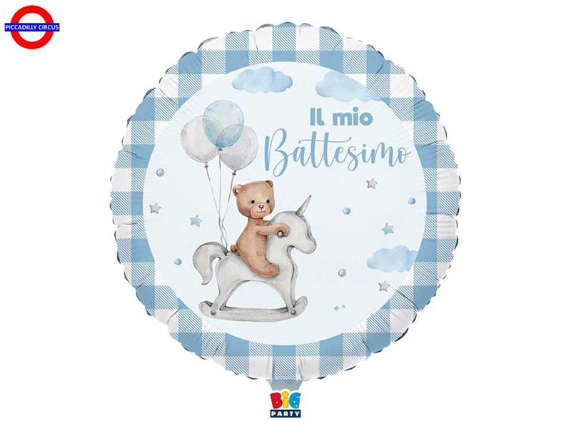 MYLAR BATTESIMO 18 TEDDY BEAR CELESTE