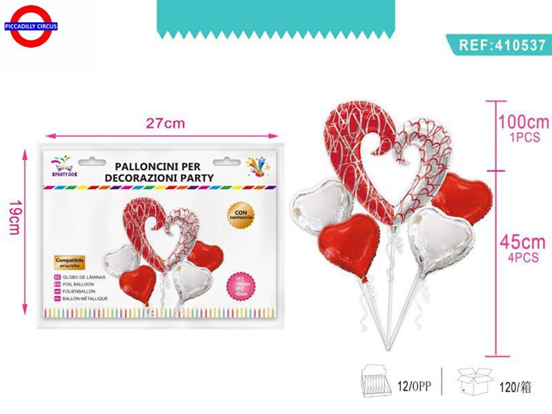 MYLAR AMORE SUPER SHAPE SET CUORE ROSSO-ARG CF.5PZ