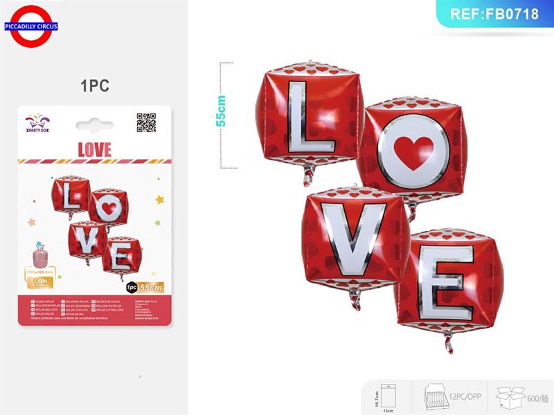 MYLAR AMORE SUPER SHAPE CUBO LOVE