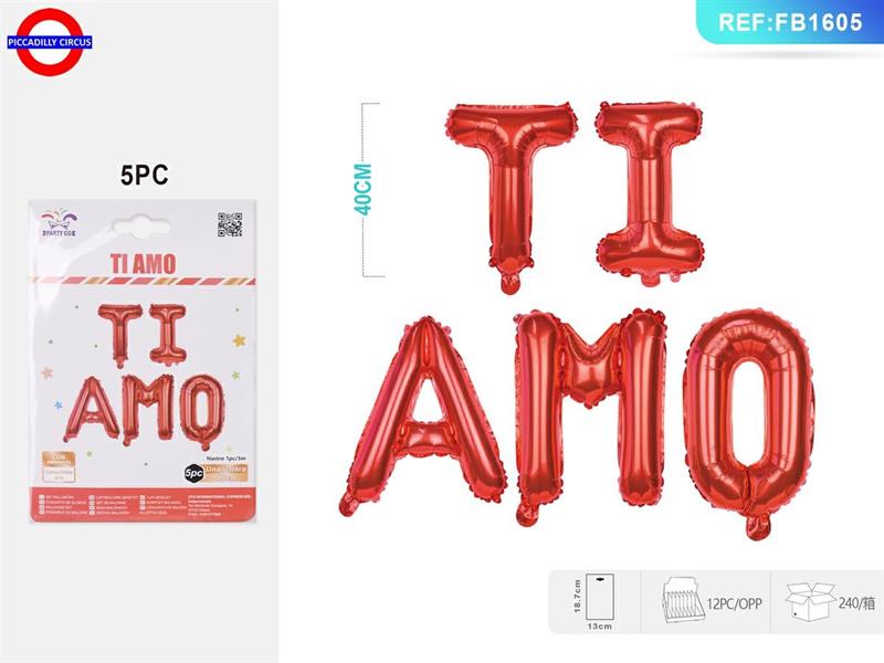 MYLAR AMORE SCRITTA TI AMO ROSSO 45CM