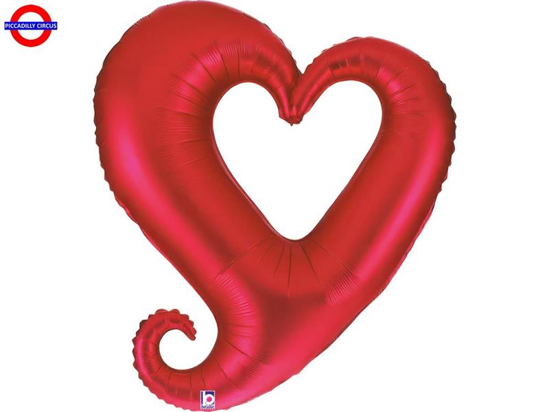 MYLAR AMORE SUPER SHAPE CUORE CAVO ROSSO SATINATO 33