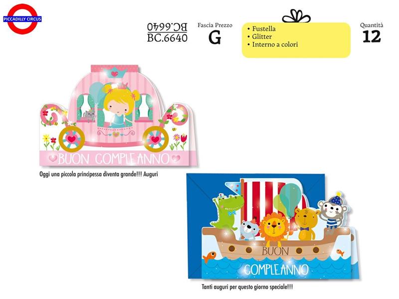 BIGLIETTO BAMBINI - COMPLEANNO SAGOMATO CON GLITTER 2 AS