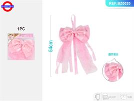 FIOCCO NASCITA CON FRANGE ROSA h54 Cm