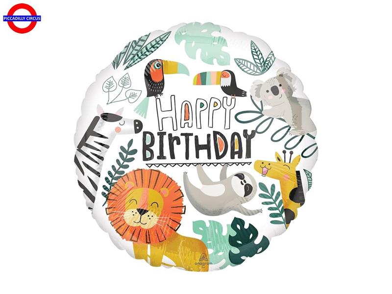 MYLAR 18 JUNGLE HAPPY BIRTHDAY