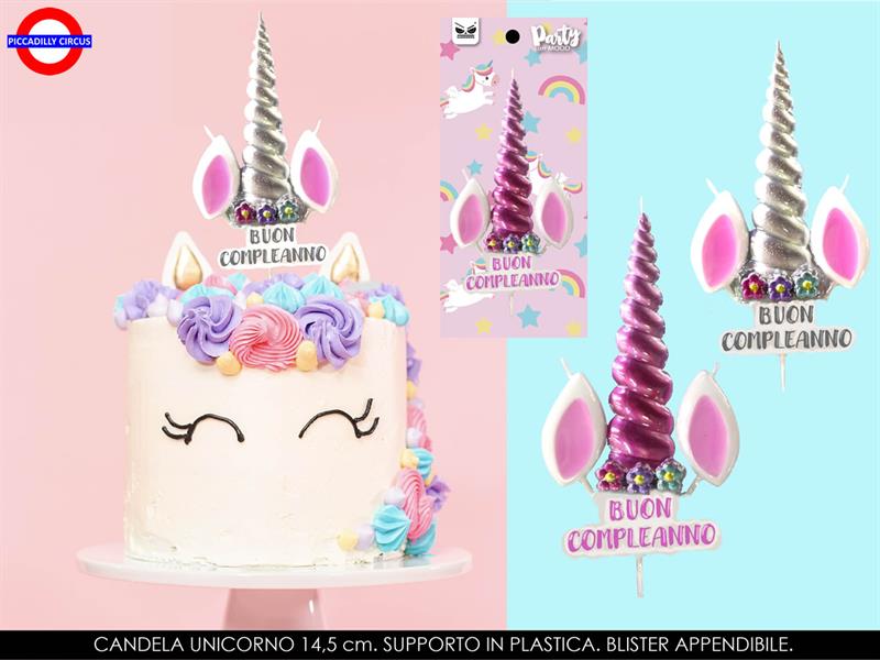 CANDELINA UNICORNO CM.20 2 COLORI