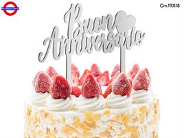 CAKE TOPPER ANNIVERSARIO - PLEX ARG. BUON ANNI. CM.19X18