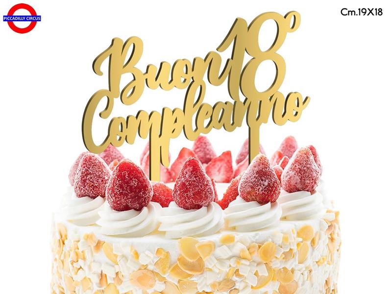 CAKE TOPPER 18 ANNI - PLEX ORO BUON 18° COMP. CM.19X18