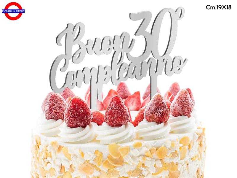 CAKE TOPPER 30 ANNI - PLEX ARG. BUON 30° COMP. CM.19X18