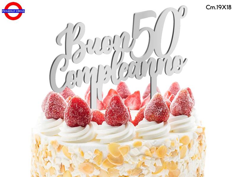 CAKE TOPPER 50 ANNI - PLEX ARG. BUON 50° COMP. CM.19X18