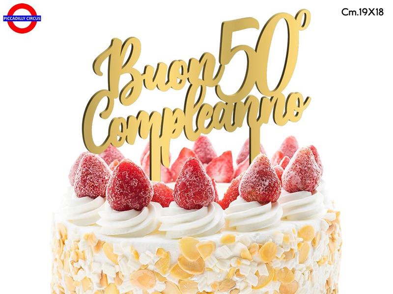 CAKE TOPPER 50 ANNI - PLEX ORO BUON 50° COMP. CM.19X18