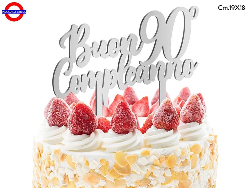 CAKE TOPPER 90 ANNI - PLEX ARG. BUON 90° COMP. CM.19X18