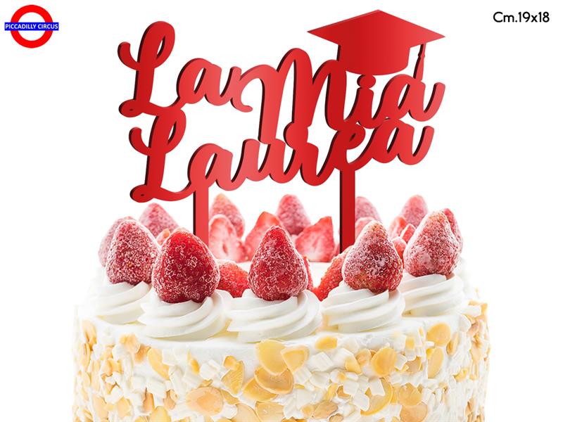 CAKE TOPPER LAUREA - PLEX ROSSO LA MIA LAUREA CM.19X18