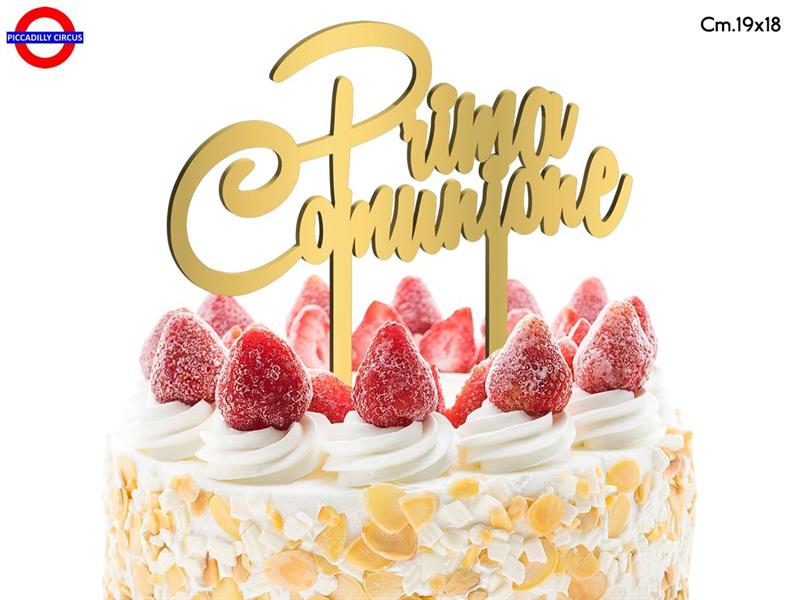 CAKE TOPPER COMUNIONE - PLEX ORO P. COMUNIONE CM.19X18