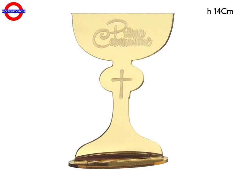 CAKE TOPPER COMUNIONE - PLEX ORO CALICE CM.9,5X14