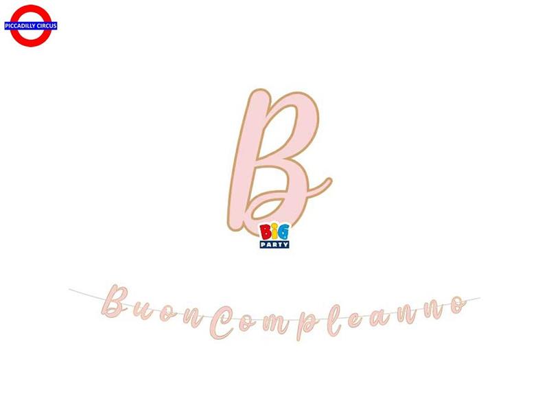 FESTONE BUON COMPLEANNO ITALIC ROSA/ORO MT.3