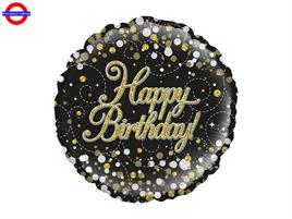MYLAR HAPPY BIRTHDAY 18 HOLO GLITTER ORO