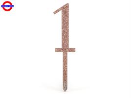 CAKE TOPPER ACRILIC SPARKLING ROSE GOLD N.1