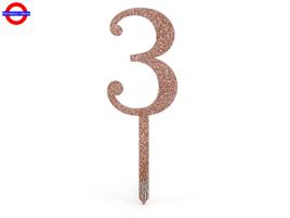 CAKE TOPPER ACRILIC SPARKLING ROSE GOLD N.3
