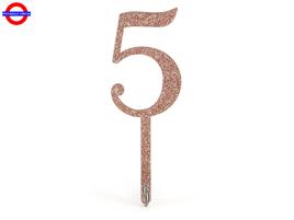 CAKE TOPPER ACRILIC SPARKLING ROSE GOLD N.5
