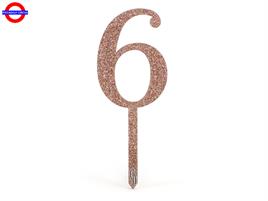 CAKE TOPPER ACRILIC SPARKLING ROSE GOLD N.6