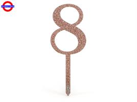 CAKE TOPPER ACRILIC SPARKLING ROSE GOLD N.8