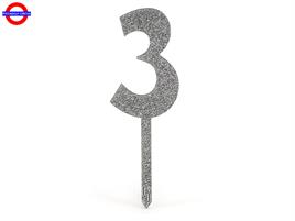 CAKE TOPPER ACRILIC SPARKLING ARGENTO N.3