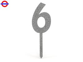 CAKE TOPPER ACRILIC SPARKLING ARGENTO N.6