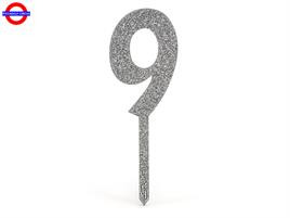 CAKE TOPPER ACRILIC SPARKLING ARGENTO N.9