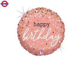 MYLAR HAPPY BIRTHDAY MINI SHAPE 9 IRID ROSE GOLD