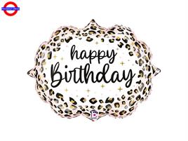 MYLAR HAPPY BIRTHDAY SATIN LEOPARD SUPER SHAPE 27