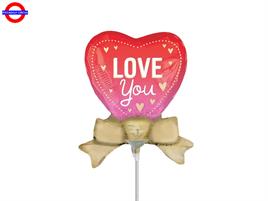 MYLAR AMORE MINI SHAPE CUORE I LOVE YOU FIOCCO ORO 14