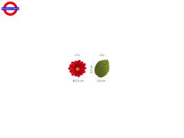 DECORAZIONE 7 MARGHERITE ROSSE E FOGLIE P.D.Z