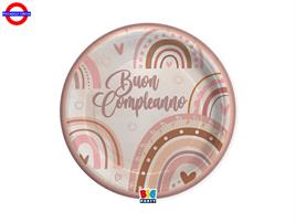 BUON COMPLEANNO BOHO ROSA 8 PIATTI D.25