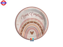 BUON COMPLEANNO BOHO ROSA 8 PIATTI D.20