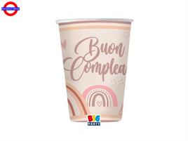 BUON COMPLEANNO BOHO ROSA 8 BICCHIERI CC.250
