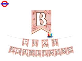 BUON COMPLEANNO BOHO ROSA CM.300X20