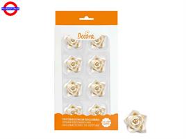 DECORAZIONE ZUCCHERO ROSA MEDIA BIANCA CM.3.5 CF.8