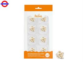DECORAZIONE ZUCCHERO ROSA PICCOLA BIANCA CM.2.5 CF.8