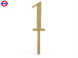 CAKE TOPPER ACRILIC SPARKLING ORO N.1